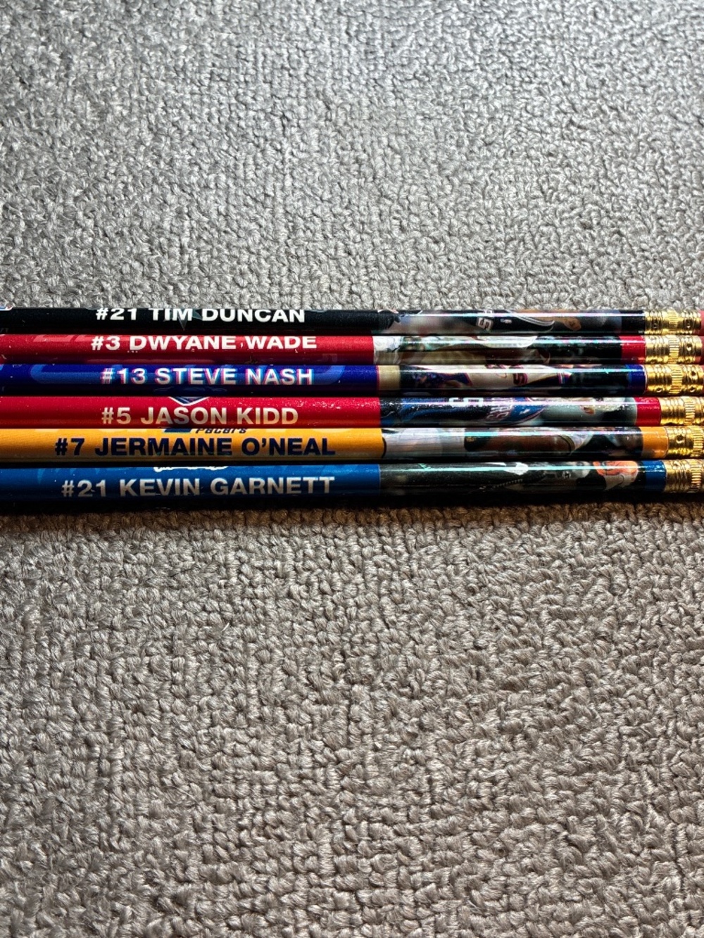 Vintage Tim Duncan Steve Nash Garnett Wade Pencils NBA Basketball Retro Unused